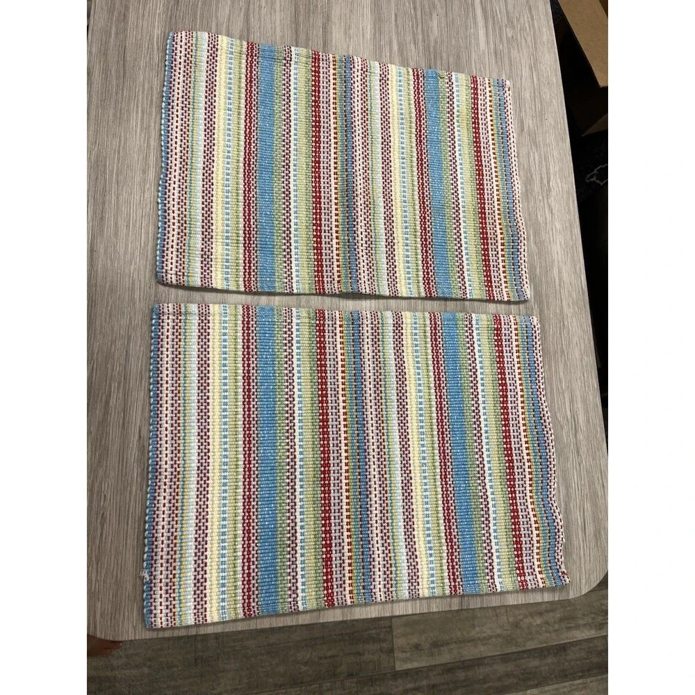 Set Of 2 Pioneer Woman Placemats CLASSIC CHUNKY STRIPE Multicolor 12”X17 1/2”